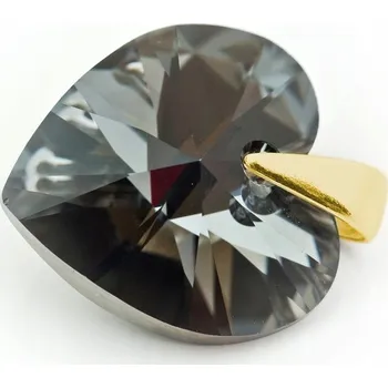 Přívěsek Přívěsek stříbrný 925 pozlacený s křišťálem Swarovski Srdce 14mm Silver Night