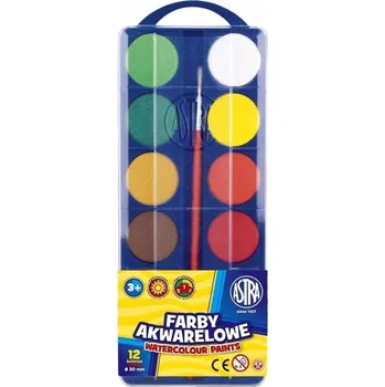 Vodová barva ASTRA Akvarelové barvy sada 12 barev 30 mm ASTRA IDEÁLNÍ do ŠKOLY