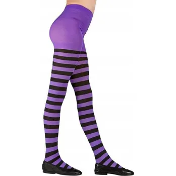 Dámské punčochy PUNČOCHÁČE V PRUHOVANÉM DESIGNU ČERNO-FIALOVÉ 4-6