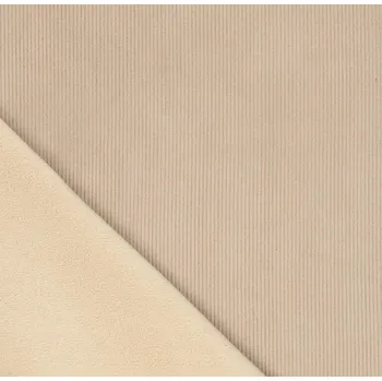 Manšestr s fleecem v béžové barvě s jemným žebrováním 21101/179