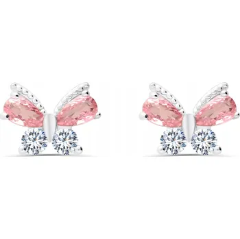 Náušnice Stříbrné Náušnice pro holčičku Rhodiované motýlky Stříbro O Ryzosti 925 Šroubky
