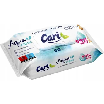Dětská kosmetika Vlhčené ubrousky CARI Aqua Wipes 1x80ks vodní bez parfemace 99% vody
