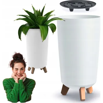 Květináč Květináč na nožkách 24x45 cm, balkonový, plastový, matný, bílý