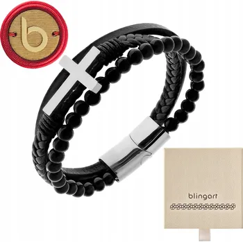 Náramek Pánský náramek korálky barvy KŘÍŽKU