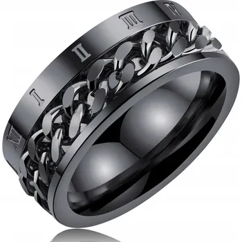 Prsten PÁNSKÝ ANTISTRESOVÝ PRSTEN S OTOČNÝM MECHANISMEM ČERNÝ