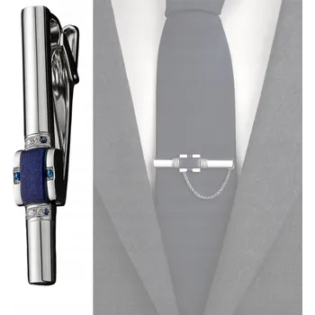 Spona na kravatu Spona na kravatu krabička stříbrno-modrá elegantní moderní dárek pro něj