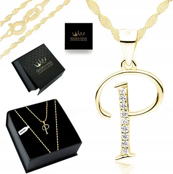Přívěsek ZLATÝ DÁMSKÝ NÁHRDELNÍK PŘÍVĚSEK PÍSMENO P 925/585 CELEBRITKA PRO DÍVKU