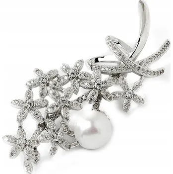 Brož BROŽ KVĚTINKY SE ZIRKONY A PERLOU