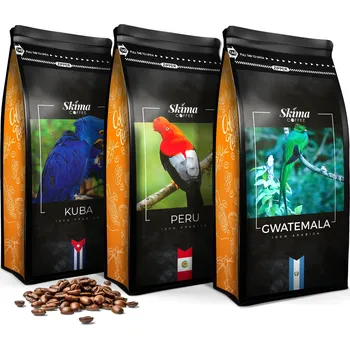 Káva Káva zrnková Arabica SKIMACOFFEE sada 3 x 1 kg Kuba + Peru + Guatemala