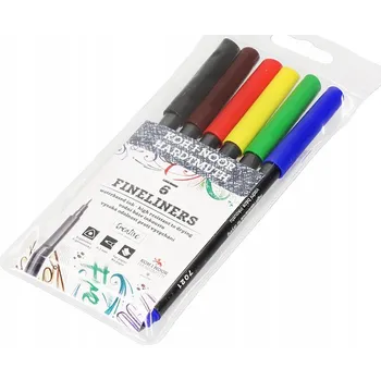 BAREVNÉ TENKÉ POPISOVAČE sada 6 kusů Koh-I-Noor FIXY rýsovací ŠKOLNÍ