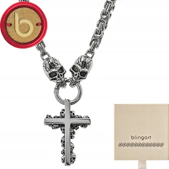 Náhrdelník Pánský náhrdelník s křížkem a lebkami KRÁLOVSKÝ