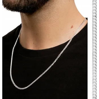 Řetízek CELÝ STŘÍBRNÝ ŘETÍZEK PÁNSKÝ PANCR 50 cm SILNÝ KOVANÝ 5 gramů STŘÍBRO 925