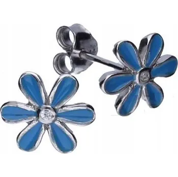 Náušnice Stříbrné náušnice 925 modré kytičky 0,80g