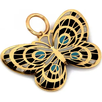 Přívěsek Efektní zlatý přívěsek 585 14kt motýl s emailovou ozdobou 0.91g jako dárek pro Ni