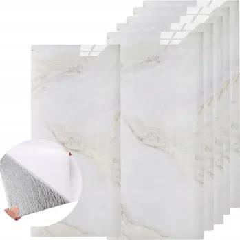 Obklad SAMOLEPICÍ DEKORATIVNÍ PANELY IMITACE BÍLÉHO MARMORU TAPETA OBKLAD 30x60cm 6 kusů
