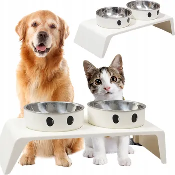 Miska pro psa Sada dvou plastových misek WS bílá 0,4 l