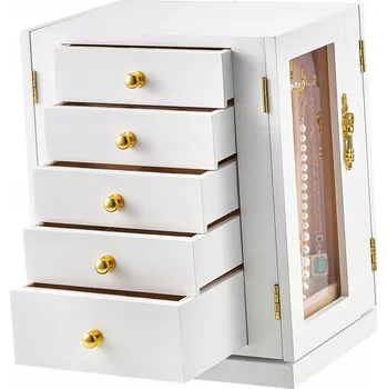 Šperkovnice Krabička na šperky s 5 zásuvkami, konstrukce zabraňující zamotání