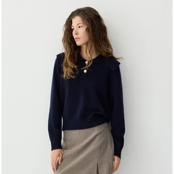 Dámský svetr Reserved - Svetr z vlny s přídavkem kašmíru - tmavomodrá - 383GX-59X - 383GX-59X-M