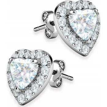 Náušnice Stříbrné Náušnice se srdíčky Bílé krystaly srdce se zirkony STŘÍBRO 925
