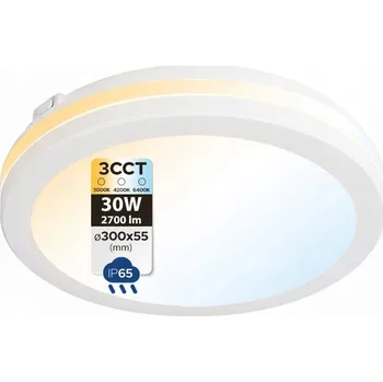 HOROZ Stropní Svítidlo LED Hermetická Stropní Svítidlo Kulatá 30W CCT IP65 Bílá