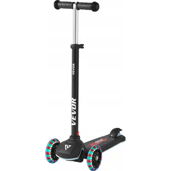 Koloběžka VEVOR Koloběžka se 3 kolečky, svítícími kolečky a lehkým hliníkovým rámem, černá