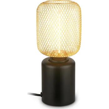 Lampička BRILONER Rist stolní lampička - s vypínačem, drátěné pletivo, E27 patice, černá / zlatá 7583017