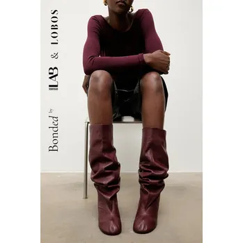 Dámské kozačky Kožené kozačky Bonded by Answear.LAB & LOBOS LT1896-1602-3 burgundské 83X, EUR 37