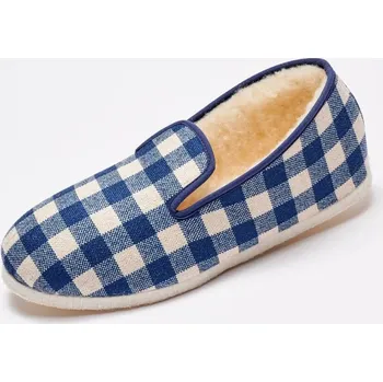 Dámské žabky Kostkované bačkory s vlněnou podšívkou a tichým došlapem modrá 42