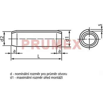 Šroub Kolík pružný svinutý lehký DIN 7343-3x12 nerez A2