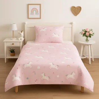 Povlečení Dětské bavlněné povlečení, jednolůžko - Jednorožci