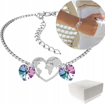 Náramek Náramek Mapa Světa Hory Cestování Miluji Hory Náramek Stříbro 925