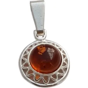 Přívěsek Jantarový přívěsek ozdobný s kulatým jantarem