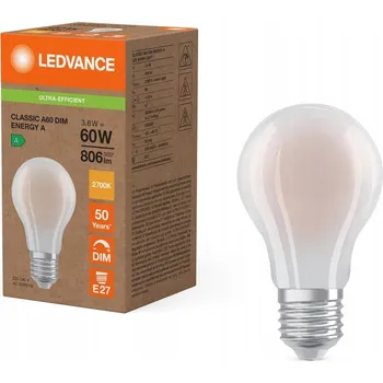 Žárovka LED žárovka E27 A60 3,8W = 60W 806lm 2700K Teplá bílá 320° Stmívatelná