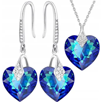 Náhrdelník Srdíčka Sada Vánoce Dárek Zirkony Stříbro 925