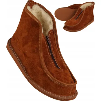 Dámské pantofle Dámské Tatranské Teplé Bačkory Valenky Zateplené Vlnou Semišová Kůže Velikost 42