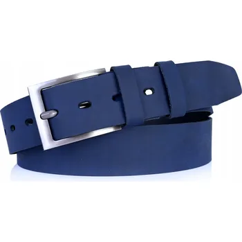 Opasek KOŽENÝ Pásek Pánský 4 cm Džíny Tmavě modrý Univerzální Ozdobný Klasický