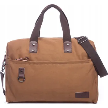 Velká hnědá pánská taška na notebook elegantní do práce A4 plátěná vintage