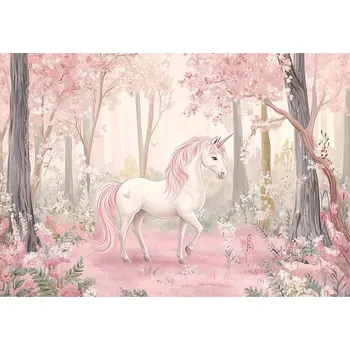 Fototapeta FOTOTAPETA PRO DÍVKU JEDNOROŽEC LES TAPETA DO DĚTSKÉHO POKOJE 350x250
