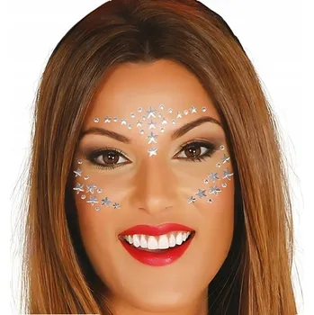 Karnevalový doplněk Maska na obličej Guirca Samolepky Šperky Křišťály 3D na obličej Karneval plast vícebarevná
