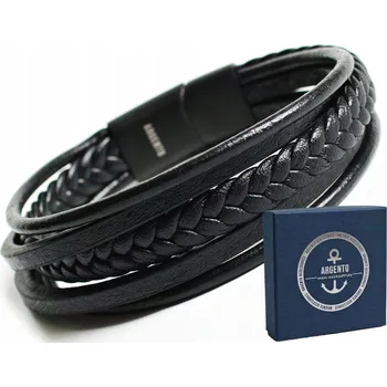 Náramek Pánský náramek Argento kožený 18 cm černý
