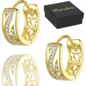 Náušnice stříbro Zlaté Náušnice ryzost 925, kruhy, obruče, STŘÍBRO, kolečka se zirkony, dámské