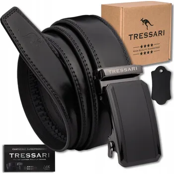 Opasek Pásek pánský Tressari černý kožený automatický 125 cm