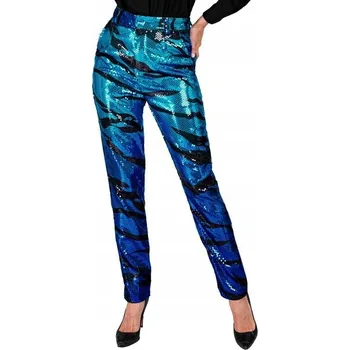 Dámské flitrované kalhoty modré vlny