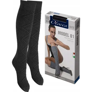 Dámské ponožky Podkolenky Olloca s kosočtverci, univerzální velikost