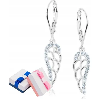 Náušnice STŘÍBRNÉ NÁUŠNICE KŘÍDLA SE ZIRKONY GRAVÍROVÁNÍ