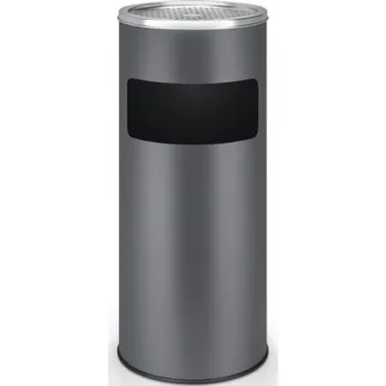 Odpadkový koš Moderní válcový odpadkový koš s popelníkem venkovní + vnitřní antracitový 17 L