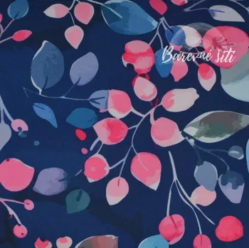 Zimní softshell Růžovomodré lístečky SVĚTLÁ (E) (Zimní softshell potištěný)