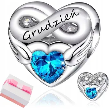 Přívěsek STŘÍBRNÝ PŘÍVĚSEK CHARMS MĚSÍC PROSINEC KORÁLEK