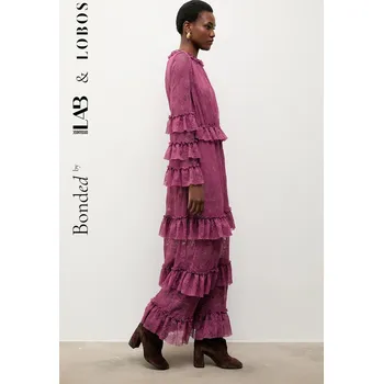 Dámské šaty Šaty Bonded by Answear.LAB & LOBOS vínová barva, maxi SS25-83.tos 83X, vel. XL