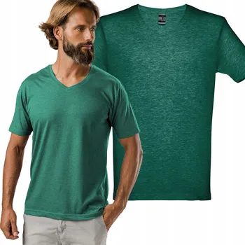 Pánské tričko Tričko bavlněné v-neck serek tričko unisex pánské zelené XXL